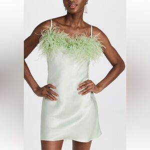 Sleeper boheme mini slip dress with feathers